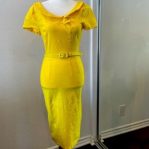 Powerful yellow dress midi